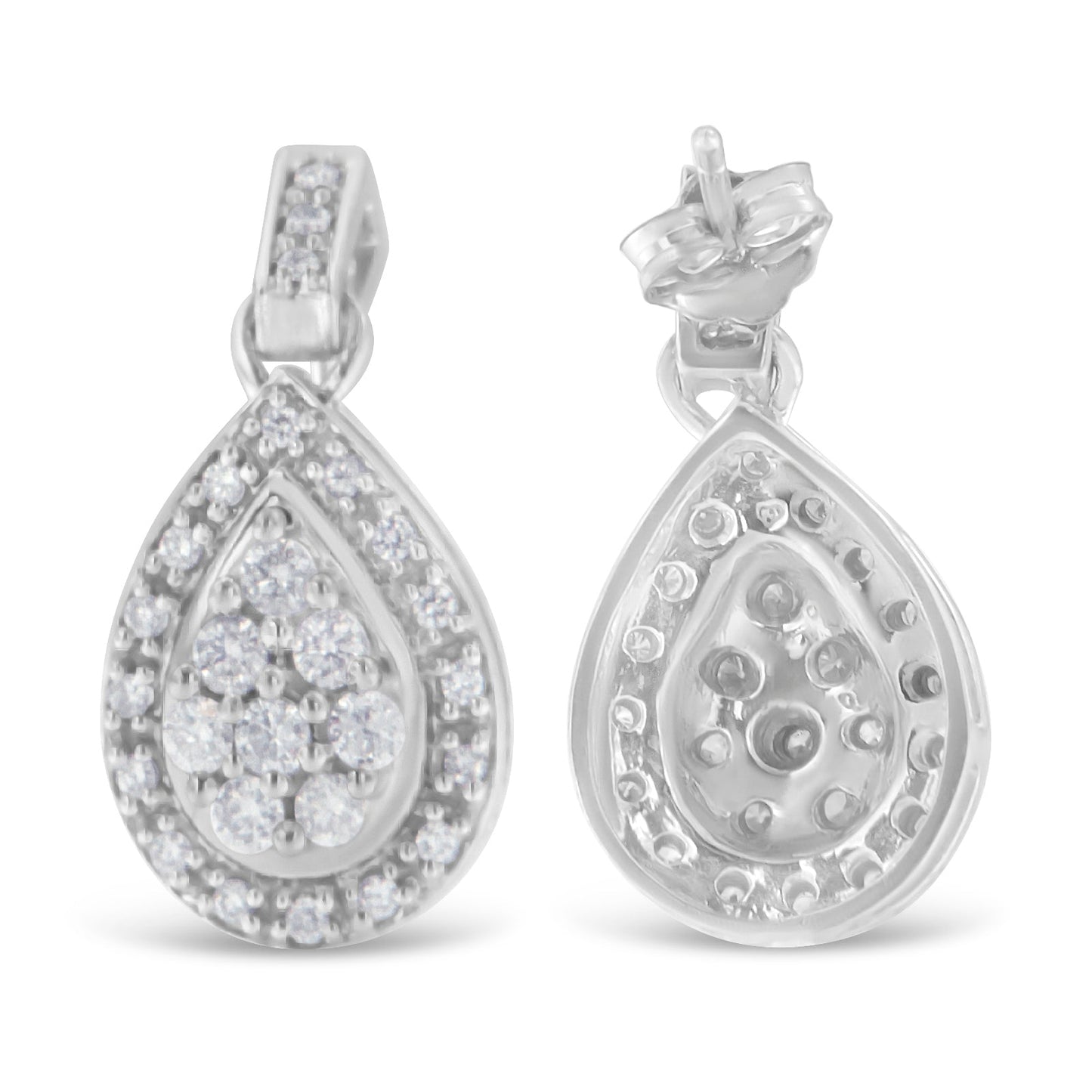 Boucles d'oreilles en diamant taille ronde en or blanc 10k - 0,75 cttw