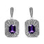 Pendientes de Stud de Plata Esterlina .925 con Acento de Amatista y Diamante