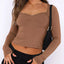Long Sleeve Sweetheart Neck Crop T-Shirt