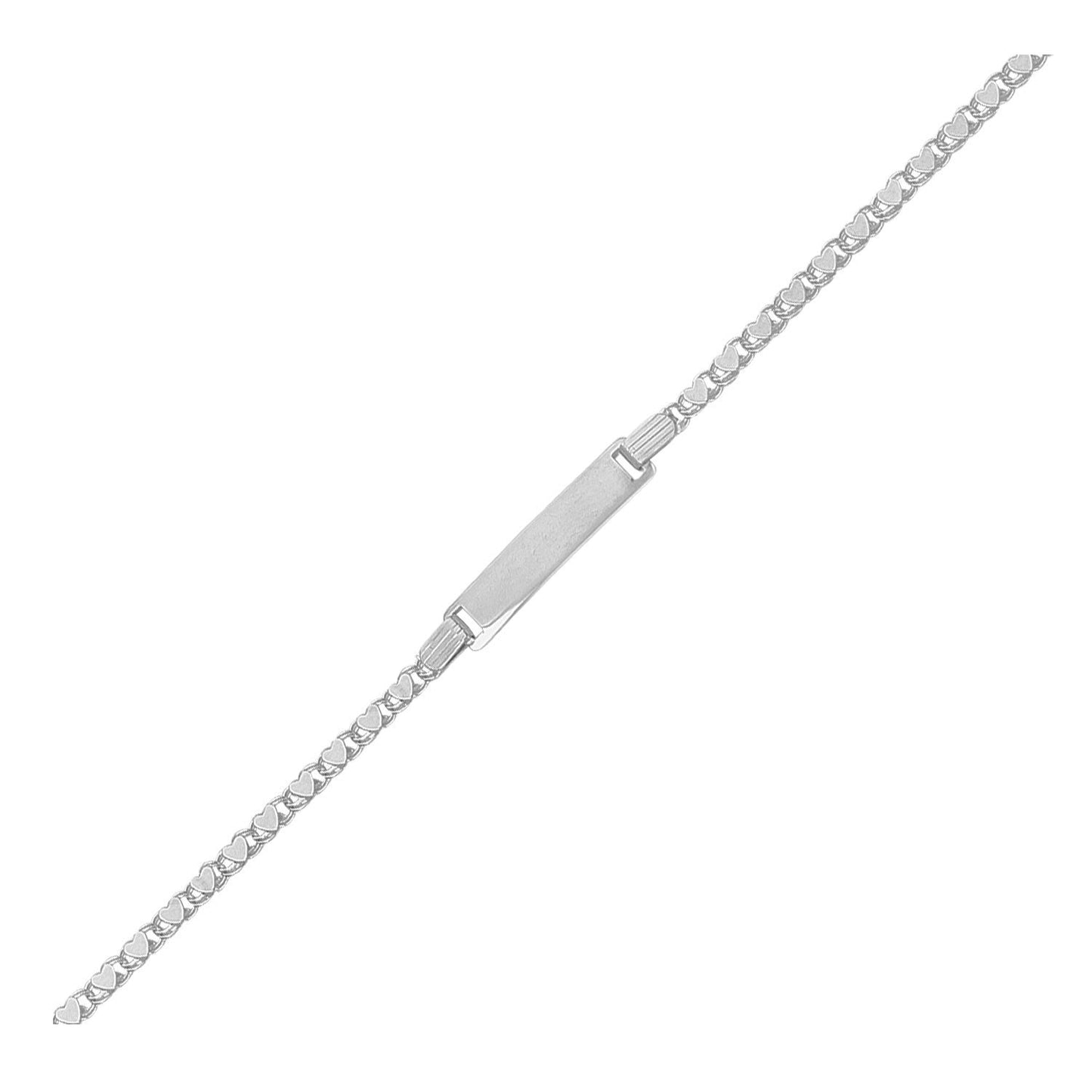 Bracelet ID en lien cœur pour enfants en or blanc 14 carats