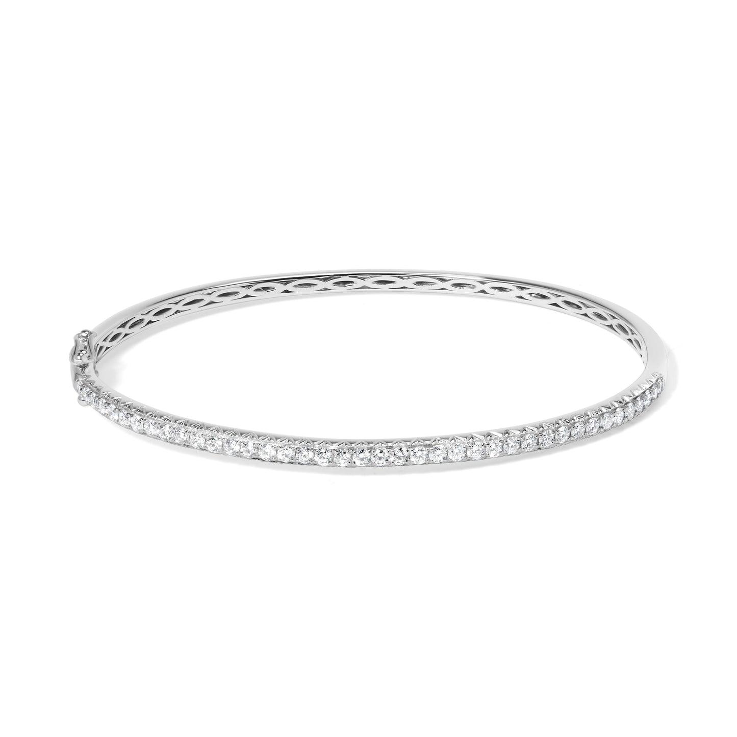 Bracelet jonc en or rose 14K avec diamants demi-éternité - 1,00 Cttw