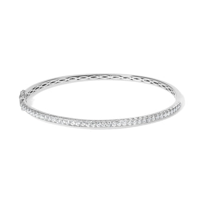 14K Rose Gold Half Eternity Diamond Bangle Bracelet - 1.00 Cttw