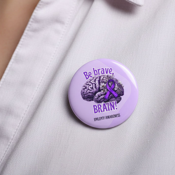 Botón de insignia de concienciación sobre la epilepsia Be Brave Brain