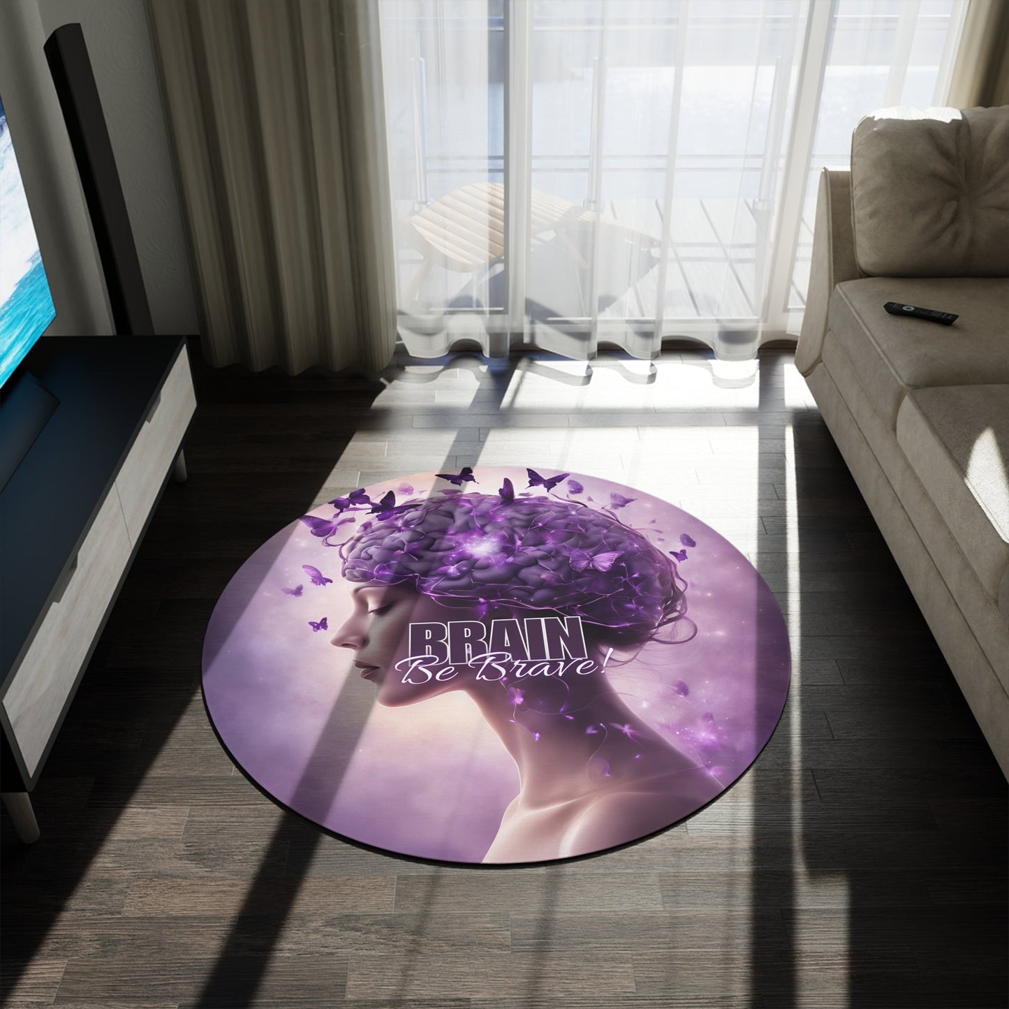 Alfombra Redonda Sé Valiente - Diseño de Mariposa Inspirador