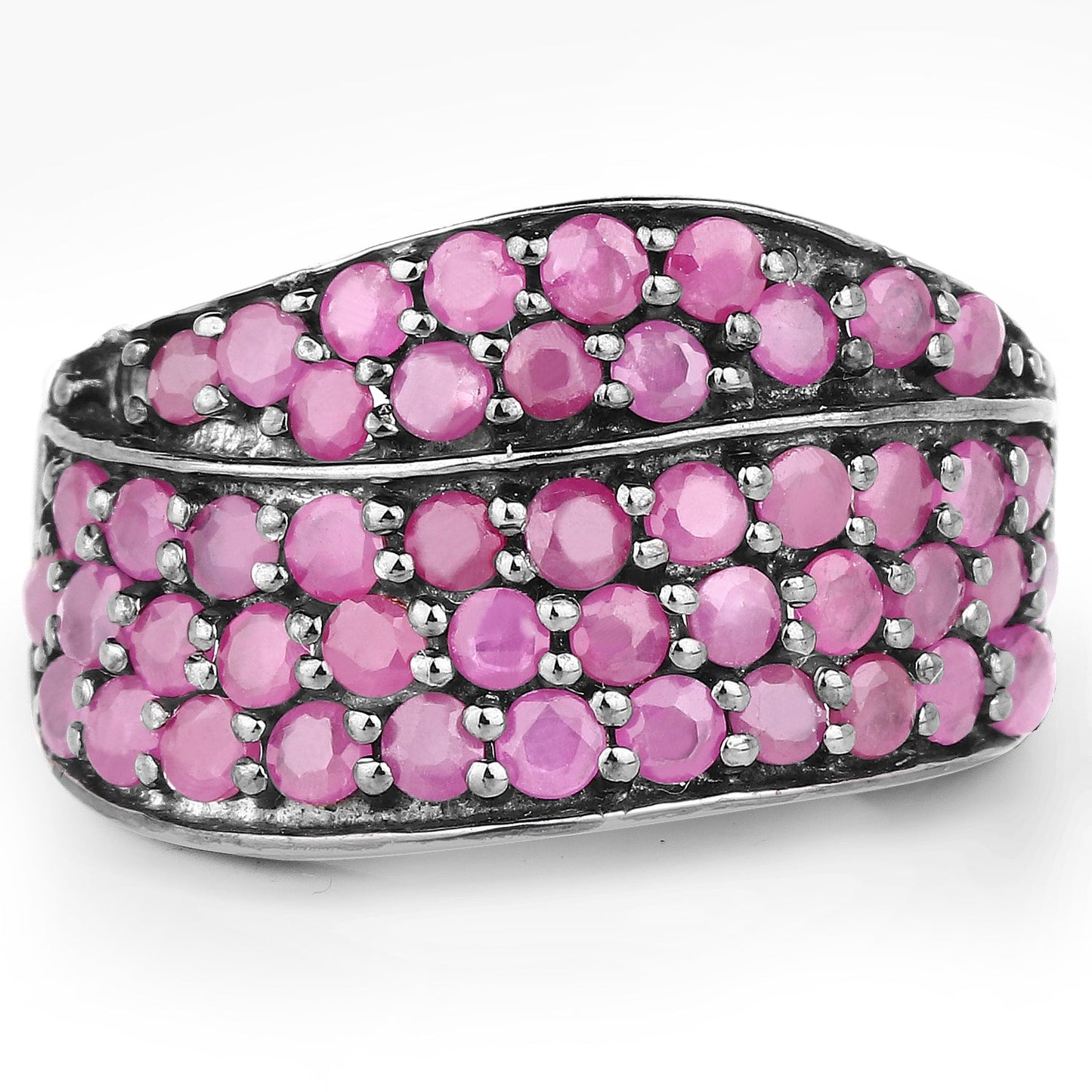 2.33 Carat Genuine Ruby Cluster Ring in Sterling Silver