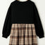 Vintage Plaid Round Neck Long Sleeve Mini Dress Cozy & Stylish Dress Retro Design Dress For Party - Korvel