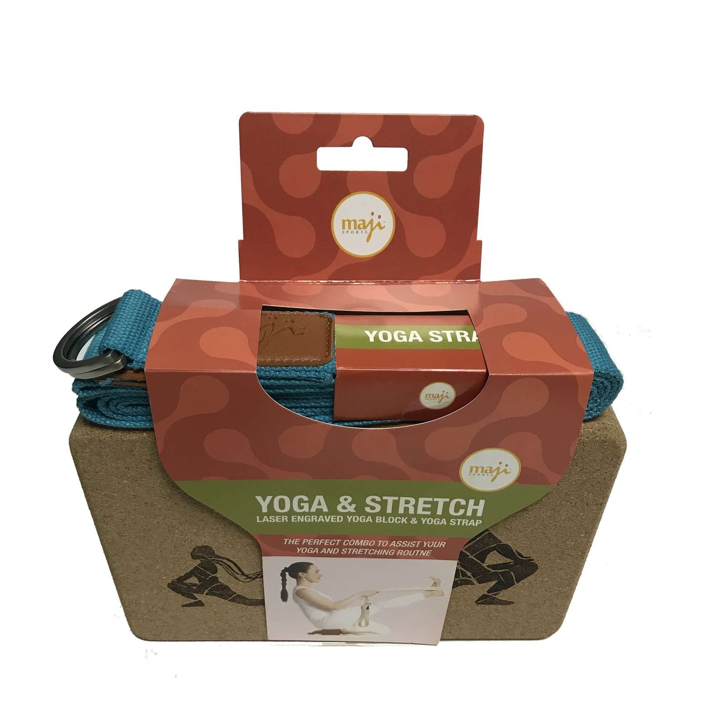 Laser Engraved Cork Yoga Block & Strap Set