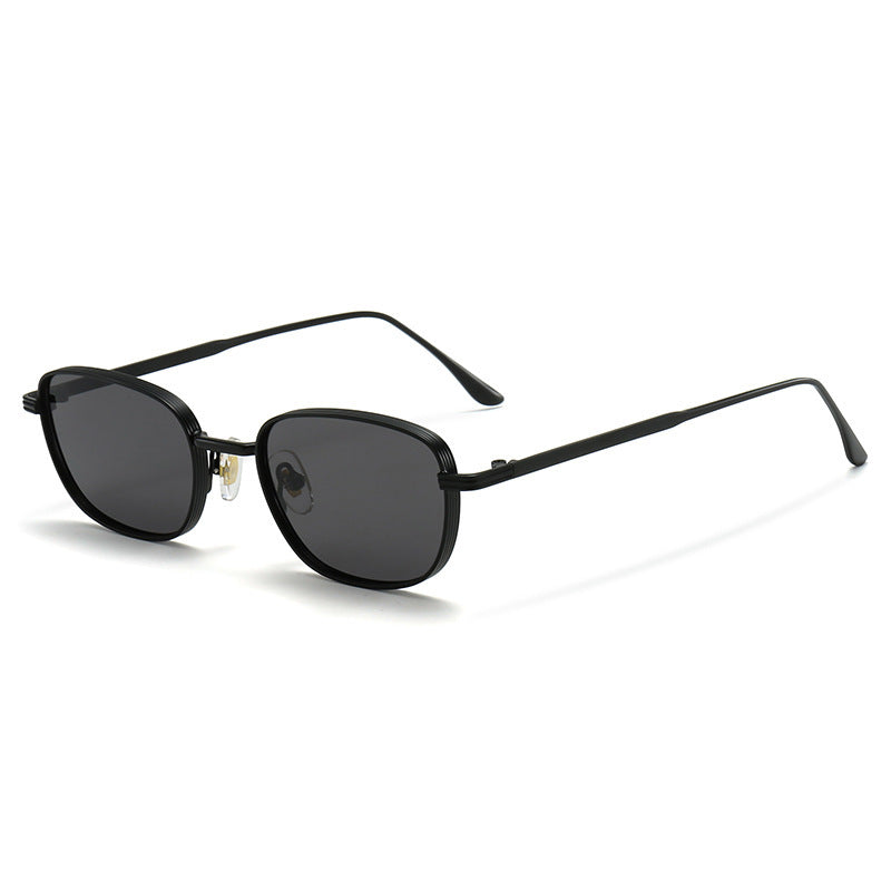 Lunettes de soleil carrées rétro en métal avec protection UV
