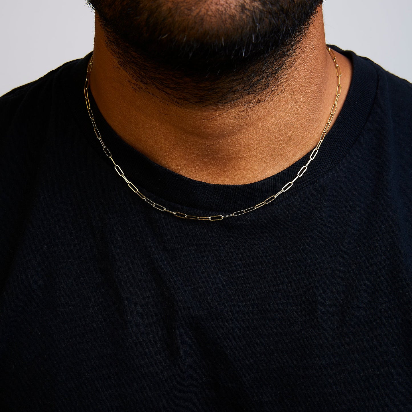 Solid 14K Yellow Gold 2.5mm Paperclip Chain Necklace - 18"