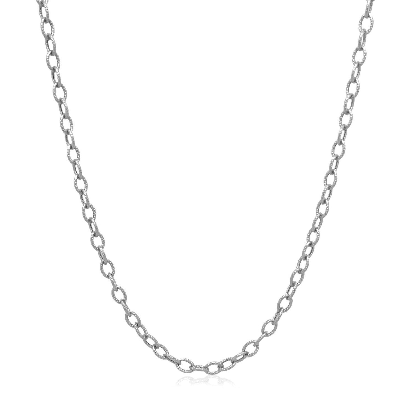 2.5mm 14k White Gold Textured Pendant Chain