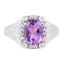 Anillo de plata esterlina de amatista de 2.13 quilates y topacio blanco