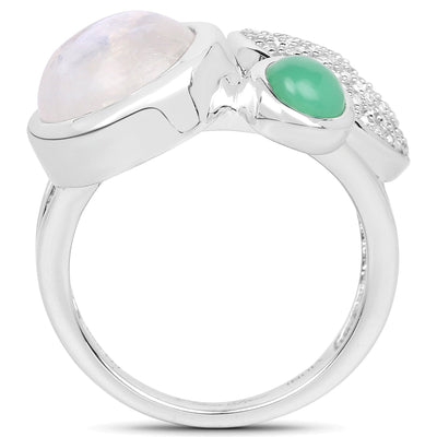 Bague cocktail en argent sterling de 5,90 carats avec pierres multiples