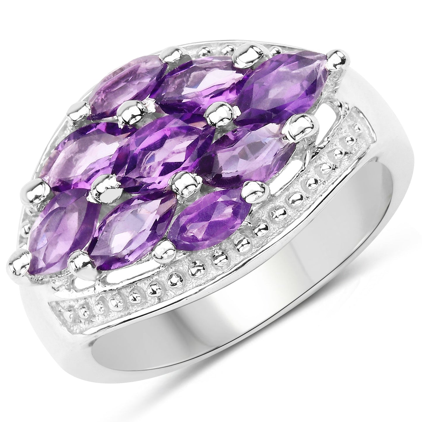 Bague en argent sterling .925 avec améthyste véritable de 1,91 carat