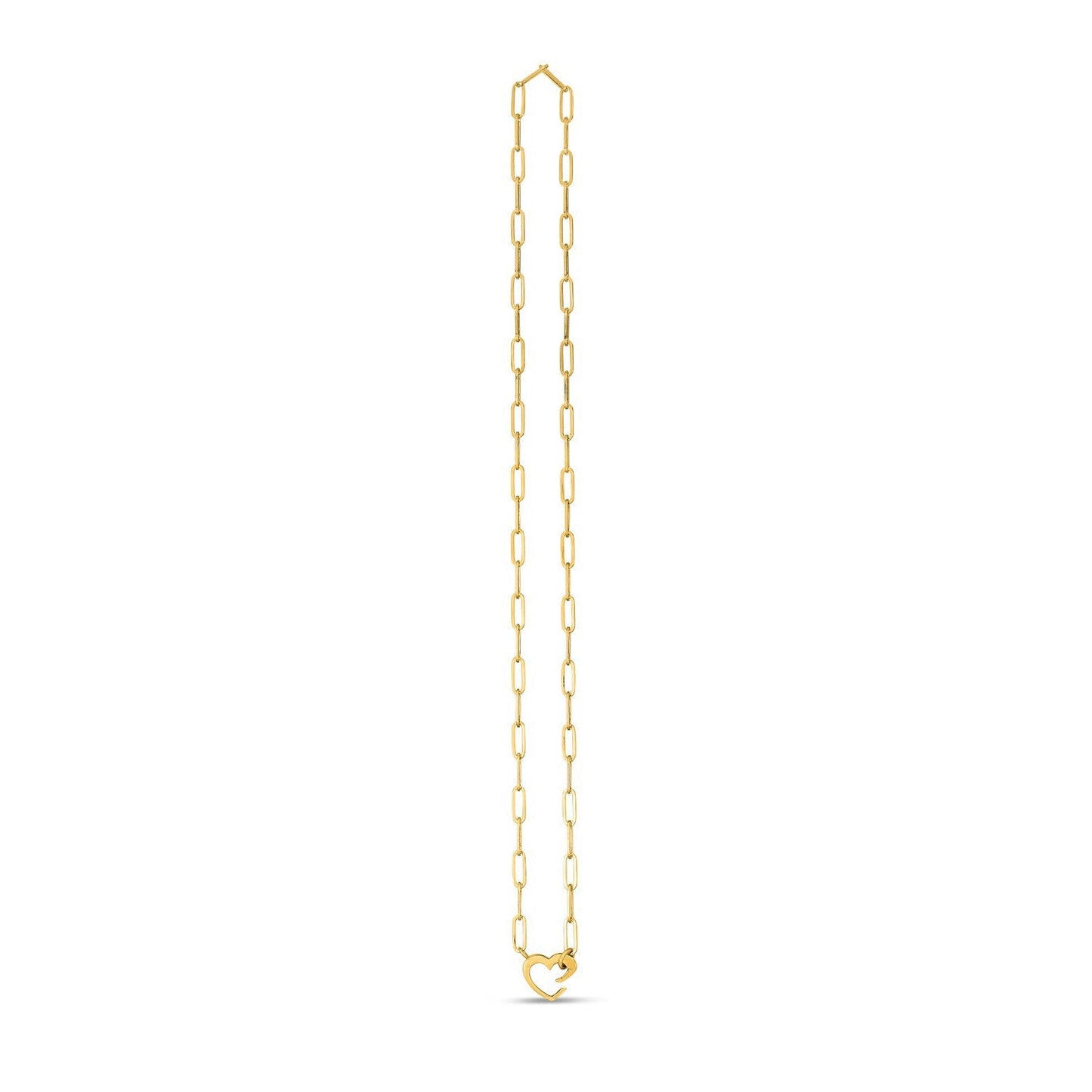 Collar de eslabones de papel con elemento en forma de corazón de oro amarillo de 14k