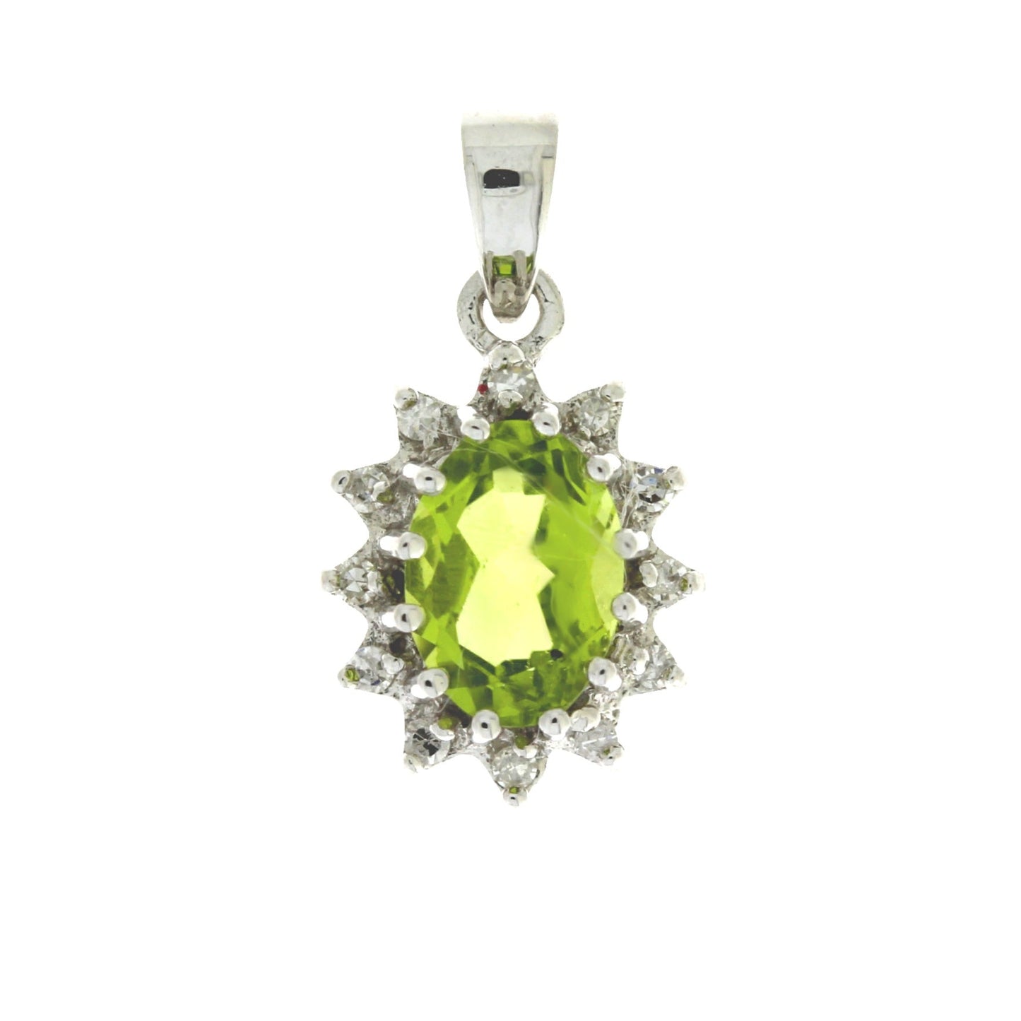 .96ct Peridot Diamond Fashion Pendant in 10KT White Gold