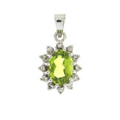 .96ct Peridot Diamond Fashion Pendant in 10KT White Gold