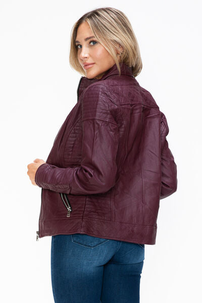 Veste à couches à double fermeture éclair pour femmes, chaude et élégante, avec capuche en fausse fo