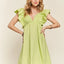 Vestido Babydoll con Mangas de Volante y Espalda Fruncida