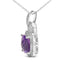 Collier Pendentif en Argent Sterling .925 avec Améthyste Pourpre en Taille Coussin et Halo de Diaman