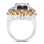Bague en argent sterling avec quartz fumé de 6,72 carats, citrine et diamant