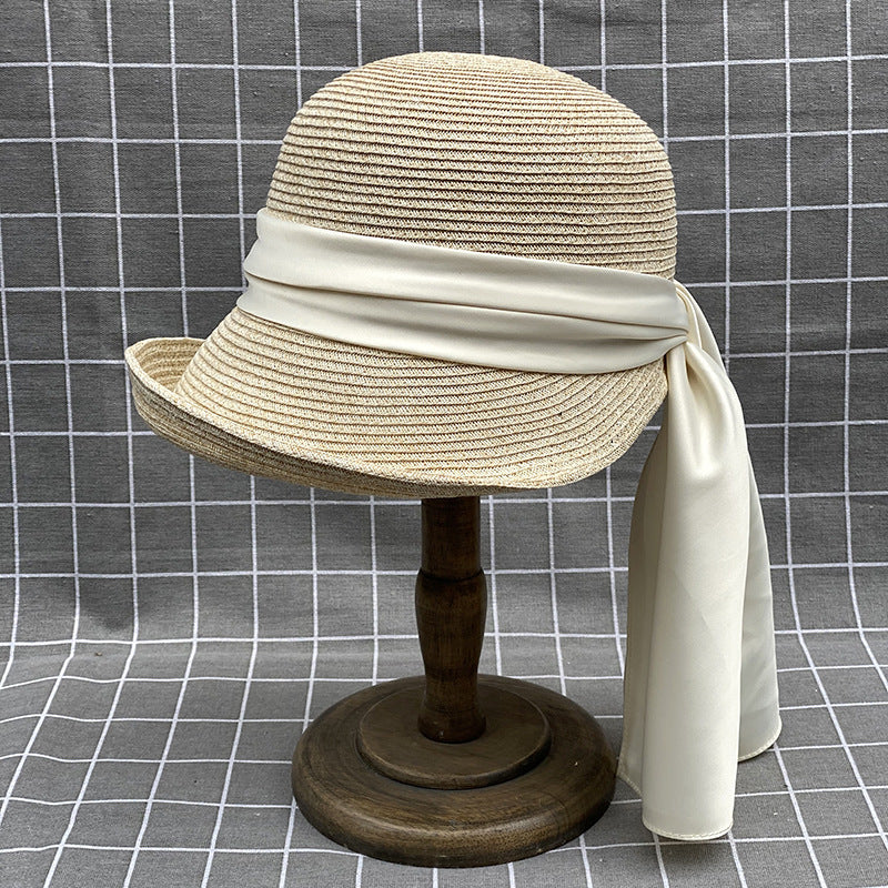 Chapeau seau en satin avec ruban de style japonais pour l'été