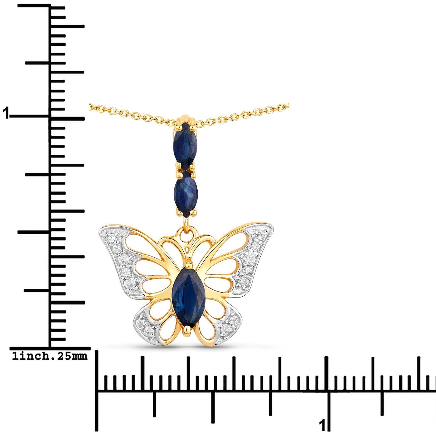 0.92 Carat Genuine Blue Sapphire and White Zircon Pendant