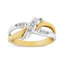 Anillo de bypass de diamantes de corte redondo en oro amarillo y blanco de 10K