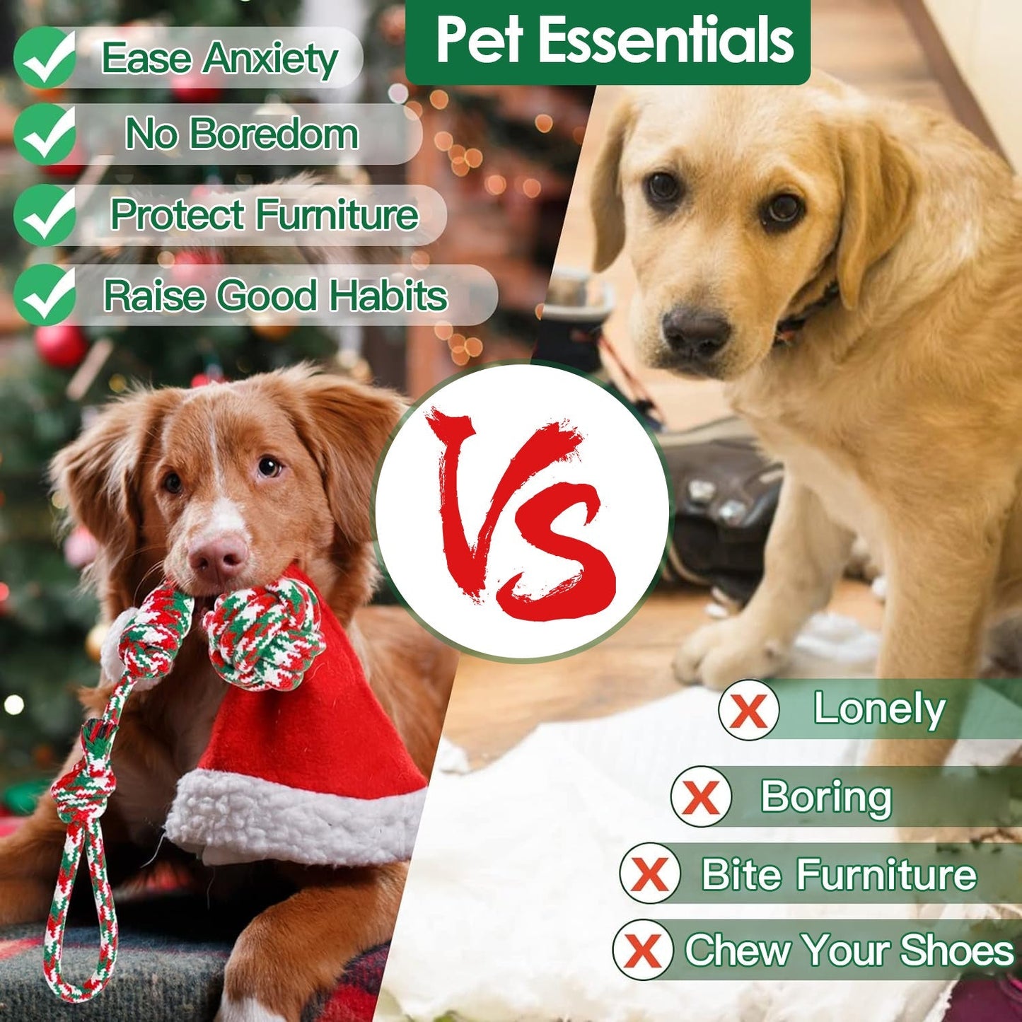 GBruno 5-Piece Christmas Dog Rope Chew Toys