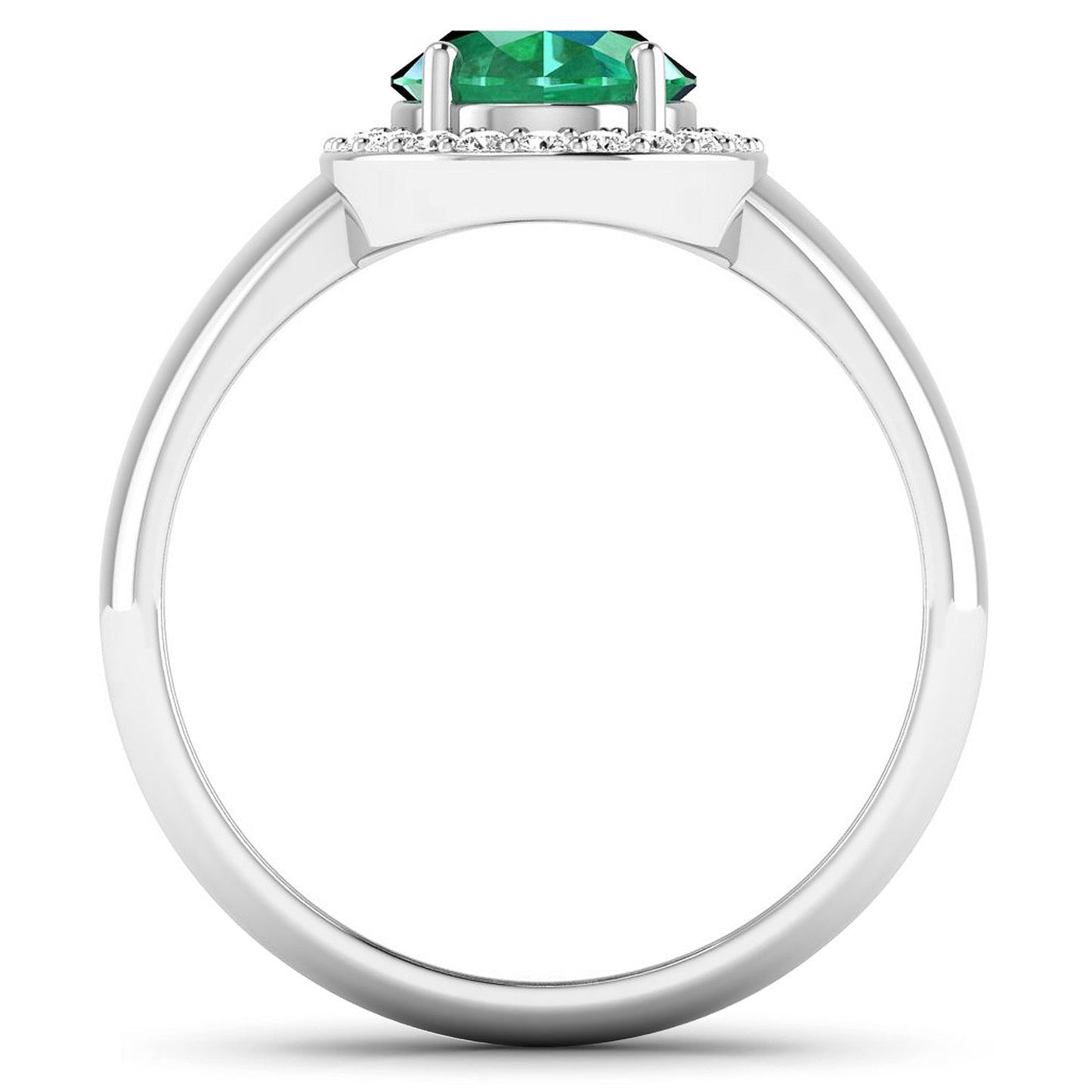 1.87 Carat Zambian Emerald & Diamond 14K White Gold Engagement Ring