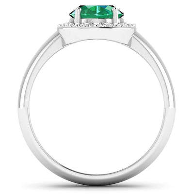 1.87 Carat Zambian Emerald & Diamond 14K White Gold Engagement Ring