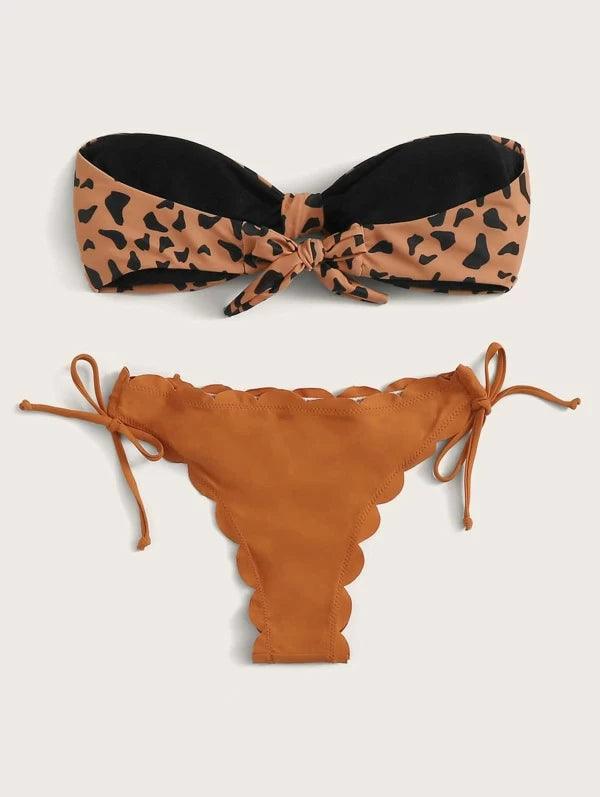 Ensemble de bikini deux pièces élégant à imprimé léopard