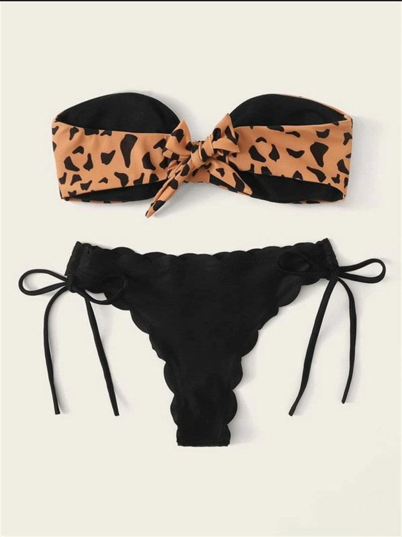 Ensemble de bikini deux pièces élégant à imprimé léopard