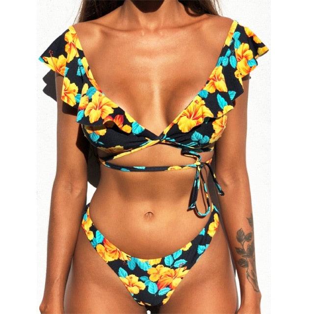 Ensemble de bikini deux pièces élégant à imprimé léopard