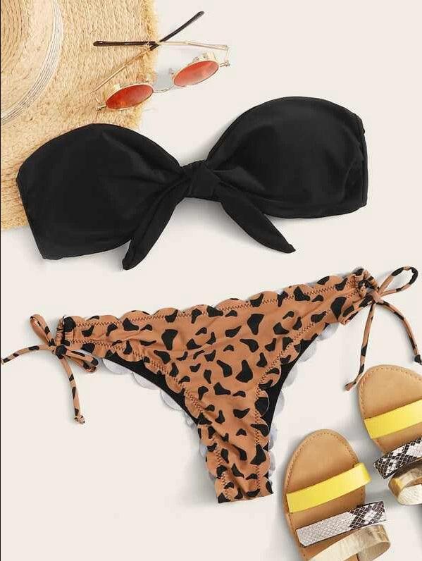 Ensemble de bikini deux pièces élégant à imprimé léopard