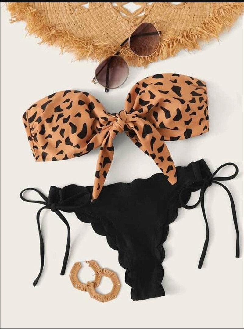 Ensemble de bikini deux pièces élégant à imprimé léopard