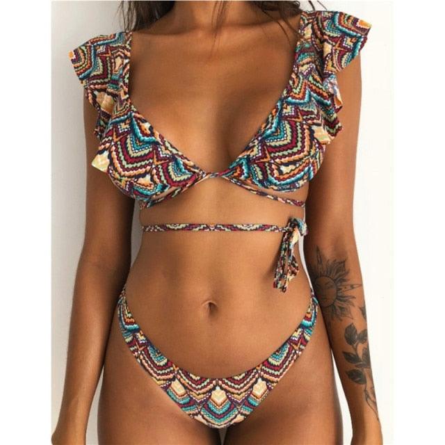 Ensemble de bikini deux pièces élégant à imprimé léopard