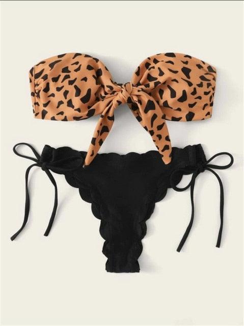 Ensemble de bikini deux pièces élégant à imprimé léopard