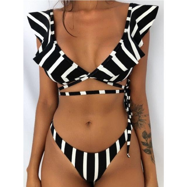 Ensemble de bikini deux pièces élégant à imprimé léopard
