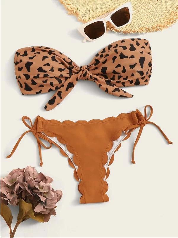 Ensemble de bikini deux pièces élégant à imprimé léopard