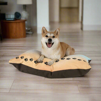 Beach Colored Paw Print Pet Bed | Cozy Dog & Cat Bed