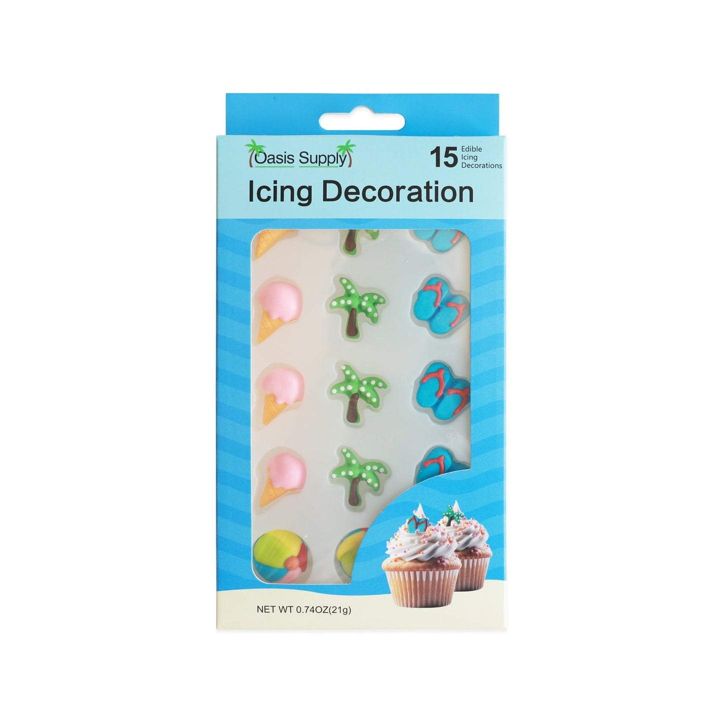 Beach-Themed Edible Cake and Cupcake Toppers, 15 Count