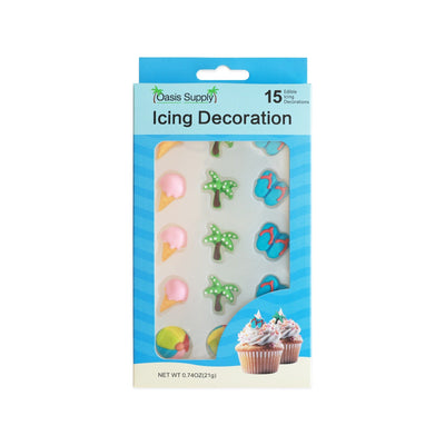 Beach-Themed Edible Cake and Cupcake Toppers, 15 Count