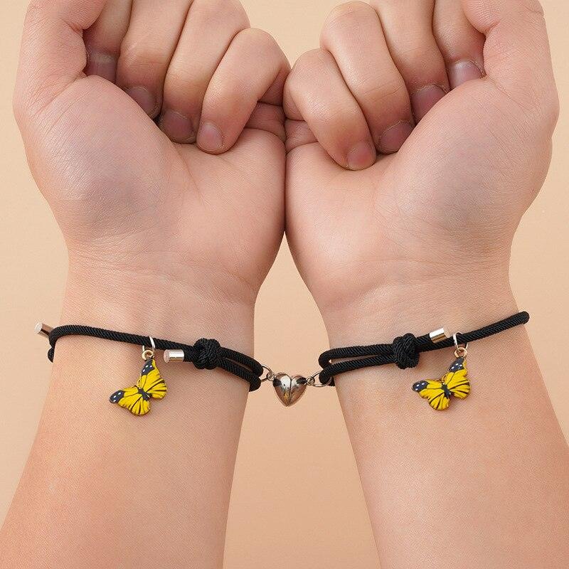 Ensemble de Bracelets Correspondants Élégants pour Couples avec Design de Papillon