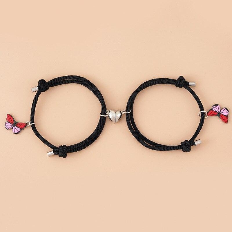 Ensemble de Bracelets Correspondants Élégants pour Couples avec Design de Papillon