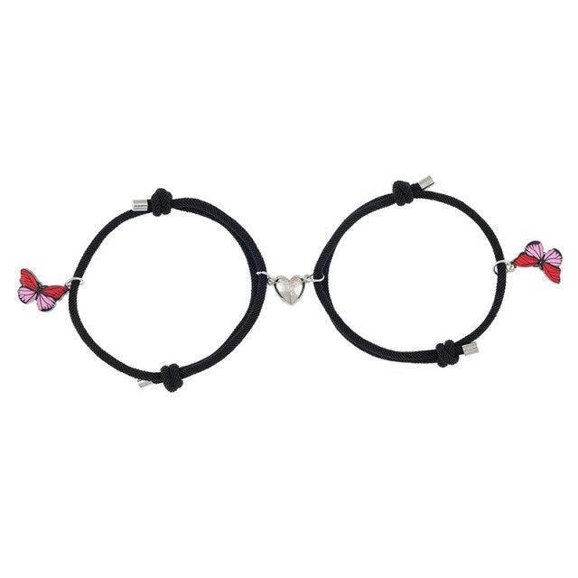 Ensemble de Bracelets Correspondants Élégants pour Couples avec Design de Papillon