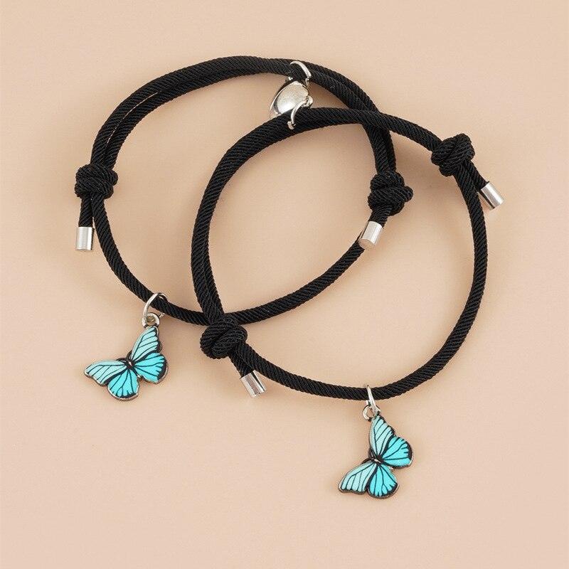 Ensemble de Bracelets Correspondants Élégants pour Couples avec Design de Papillon