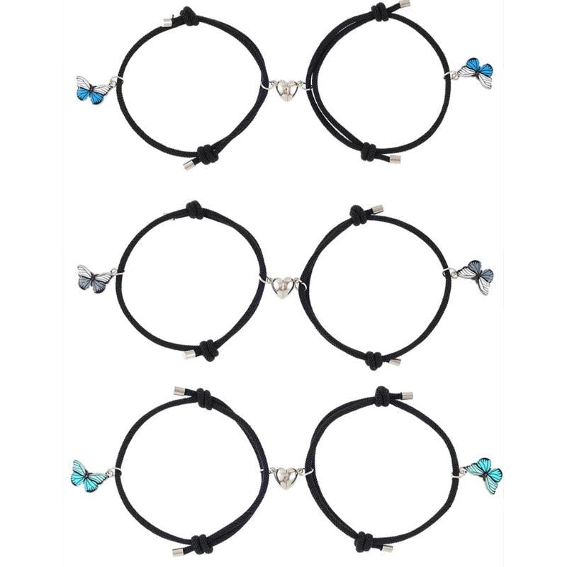 Ensemble de Bracelets Correspondants Élégants pour Couples avec Design de Papillon