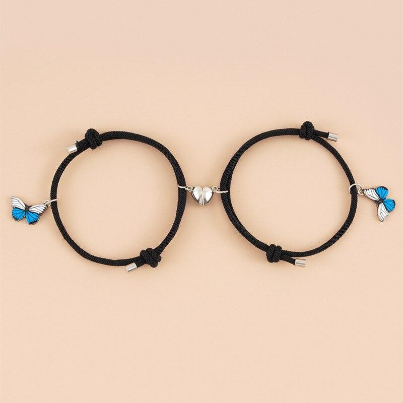 Ensemble de Bracelets Correspondants Élégants pour Couples avec Design de Papillon