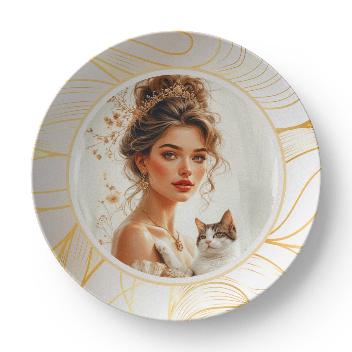 Plato Coleccionable de Hermosa Dama de los Gatos
