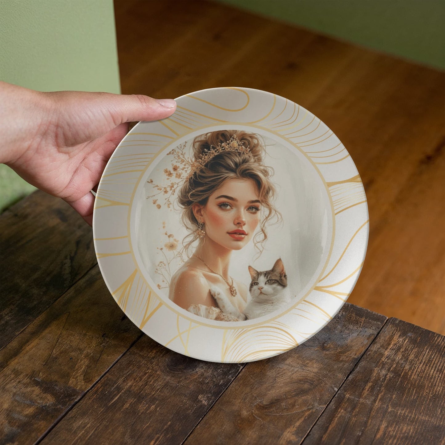 Plato Coleccionable de Hermosa Dama de los Gatos